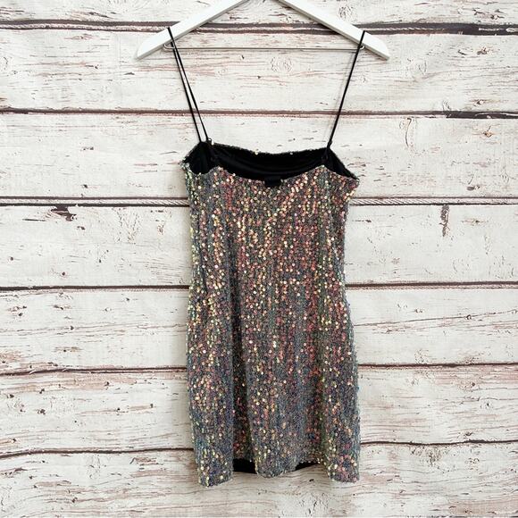 URBAN OUTFITTERS Kyle Holographic Sequin Mini Dress Size XS - Picture 8 of 9